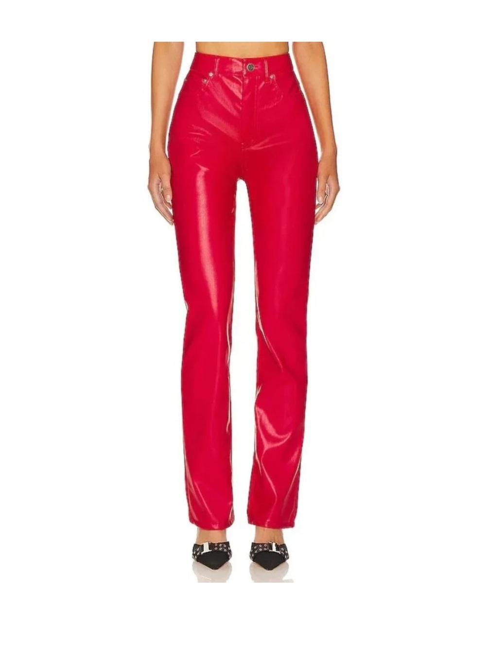 AFRM Faux Leather Heston Straight Leg Pants -Jester Red